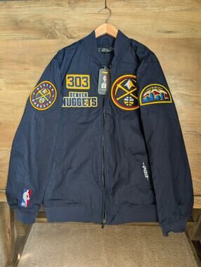 Pro Standard Denver Nuggets Area Code Jacket Mens XL Navy Lined Full-Zip NWT